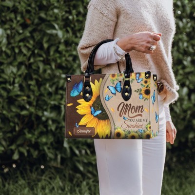 Personalized Sunflower Butterfly Handbag You Are My Sunshine Bag Mother's Day Gift