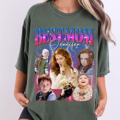 Personalized Best Mom Photo Shirt Comfort Colors Mom Cheer Occasion T-Shirt Mothers Day Gifts