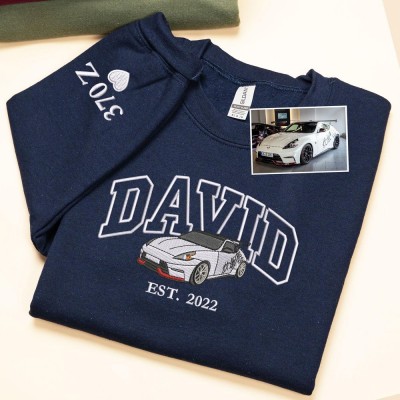 Personalized Embroidered Car Photo Hoodie Car Lover Gift Fathers Day Gifts