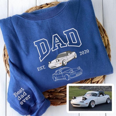 Personalized Embroidered DAD Car Photo Hoodie Car Lover Gift Fathers Day Gifts