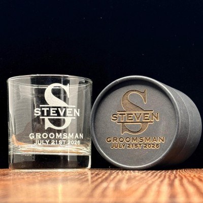 Personalized Groomsman 11oz Whiskey Glass With Gift Box Engraved Wedding Shot Glasses Groomsmen Gift Idea