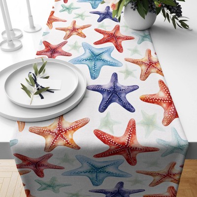 Nautical Starfish Table Runner Starfish Coral Table Runner Coastal Elegance Table Decoration Beach Party Decor