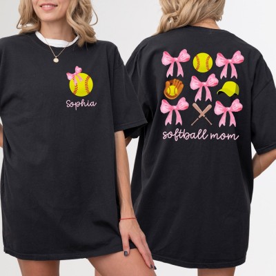 Personalized Softball Mom Shirt with Kids Name Game Day Sweatshirt Mothers Day Gifts