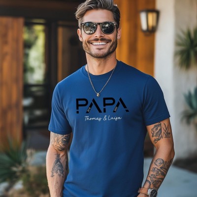 Personalized Papa Shirt with Kids Name and Birth Year Dad's Edition Sweatshirt Father's Day Gift