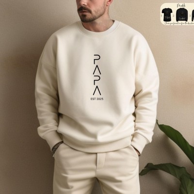 Personalized Papa Shirt With Name Expecting Dad Announcement Tee Cool Dad Sweatshirt Father's Day Gifts