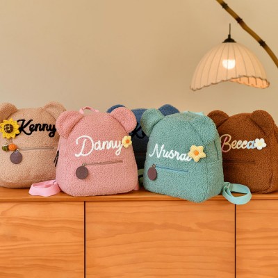 Personalized Teddy Bear Kid Backpack School Bag with Embroidered Name Toddler Preschool Backpack Back to School Gift