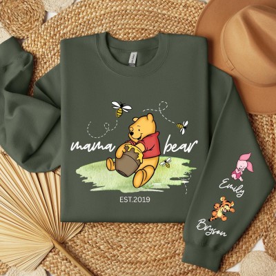 Personalized Mama Bear Sweatshirt with Kids Name Est Year Grandma Bear Shirt Winnie the Pooh Mothers Day Gifts