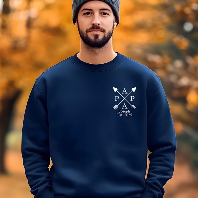 Personalized Papa Hoodie with Kids Name and Birth Year Dad's Edition Family Sweatshirt Father's Day Gift