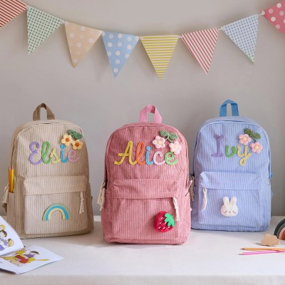 Personalized Kid Backpack School Bag with Embroidered Name Toddler Preschool Backpack Back to School Gift