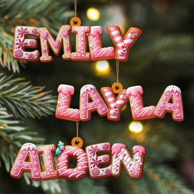 Personalized Gingerbread Alphabet Ornament Kids Name Ornament Christmas Tag for Stockings