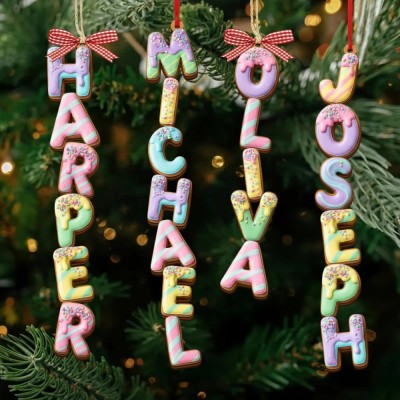 Personalized Gingerbread Alphabet Ornament Kids Name Ornament Christmas Tag for Stockings