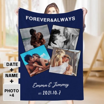 Personalized Photo Date Blanket Couple Travel Memorial Blanket Anniversary Christmas Gift