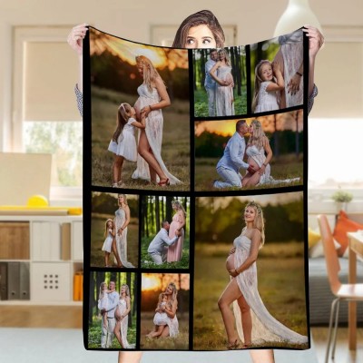 Personalized Picture Collage Text Blanket Couple Photo Memorial Blanket Anniversary Christmas Gift