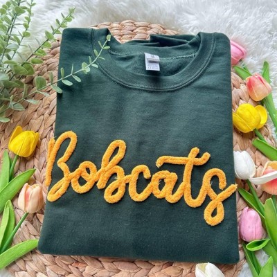 Personalized Chenille Yarn Embroidered Sweatshirt with Name Game Day Fuzzy Letter Team Spirit Shirt Football Moms Outfit