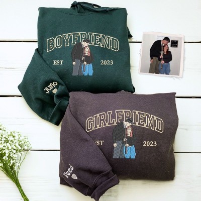 Personalized Embroidered Portrait from Photo Sweatshirt Outline Photo Sweatshirt Anniversary Gift