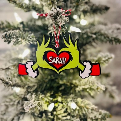 Personalized Grinch Ornament Grinch Name Stocking Tags Xmas Tree Decor