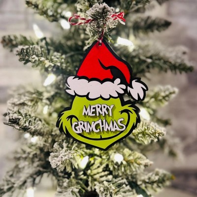 Personalized Grinch Ornament Grinch Name Stocking Tags Xmas Tree Decor