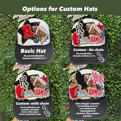 Personalized Sports Mom Trucker Hat Football Hat with Patches Game Day Football Mama Hat