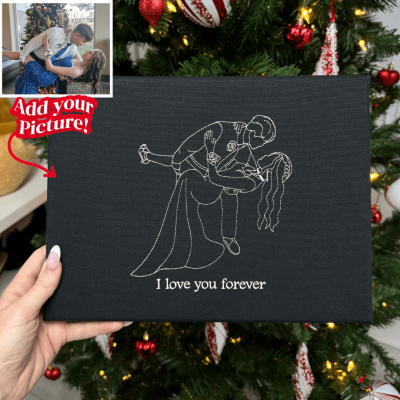 Personalized Embroidered Portrait from Photo Sweatshirt Outline Photo Sweatshirt Engagements 1st Anniversary Gift Valentine Day Gift