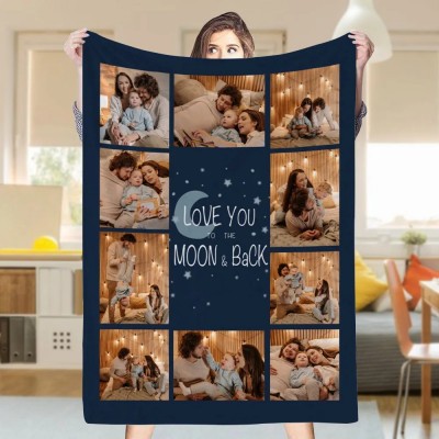 Personalized Picture Collage Text Blanket Couple Photo Memorial Blanket Anniversary Christmas Gift