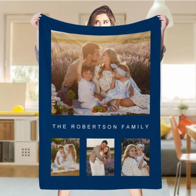Personalized Picture Collage Text Blanket Couple Photo Memorial Blanket Anniversary Christmas Gift