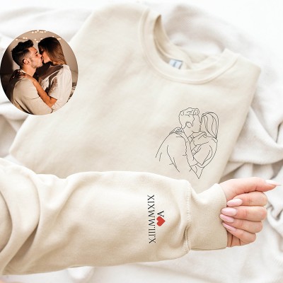 Personalized Couple Portrait from Photo Sweatshirt Anniversary Gift