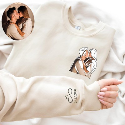 Personalized Couple Portrait from Photo Sweatshirt Anniversary Gift
