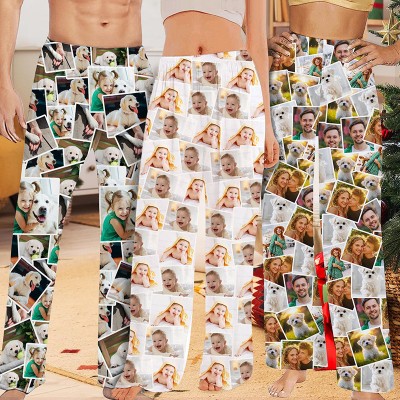 Personalized Couple Pajama Pants with Photo Collage Photo Pants Valentines Day Gifts