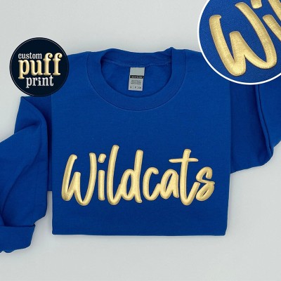 Personalized Puff Print Family or Team Name Embossed Print Sweatshirt Christmas Gift Game Day Idea