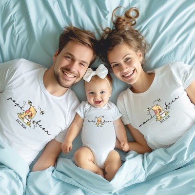 Personalized Family Bear Matching Shirt Baby Shower Shirts for New Mom and Dad